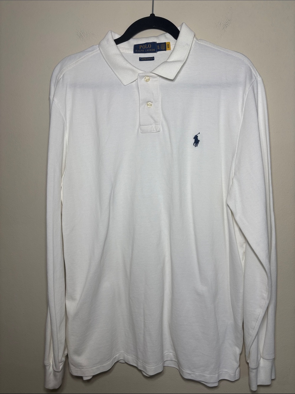 Polo by Ralph Lauren White Long Sleeve Polo with Navy Pony